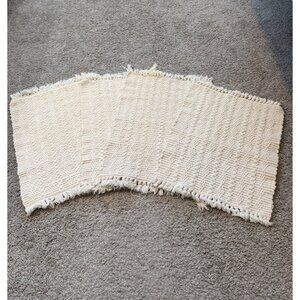Handwoven Cotton Placemats Set Of 4 With Fringe Boho Diamond Natural Farmhouse
